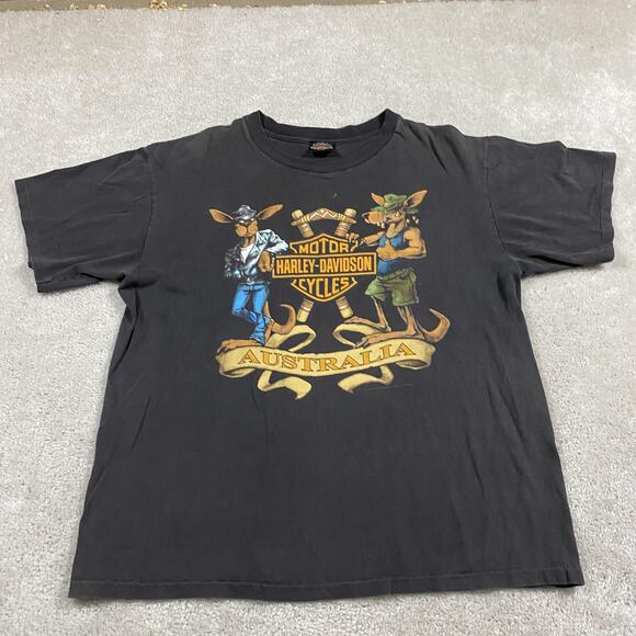 VTG Harley-Davidson Shirt Mens XL Australia Brisbane Morgan & Wacker 90s BIker - Picture 1 of 10
